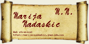 Marija Nadaškić vizit kartica